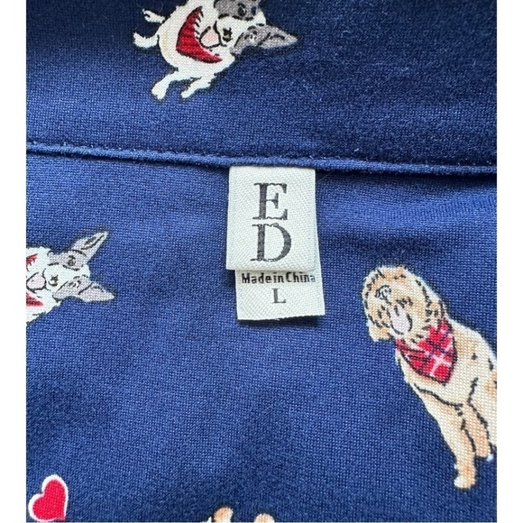 Dog Print Pajamas Long Pants Short Sleeve Button Down Lounge Set - Size Large - Picture 11 of 16